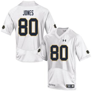Notre Dame Fighting Irish Men's Micah Jones #80 White Under Armour Authentic Stitched Big & Tall College NCAA Football Jersey AQQ7099EC